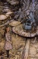 Alice im Wunderland der Hase sendet in einem kleinen Bill Illustrator Arthur Rackham